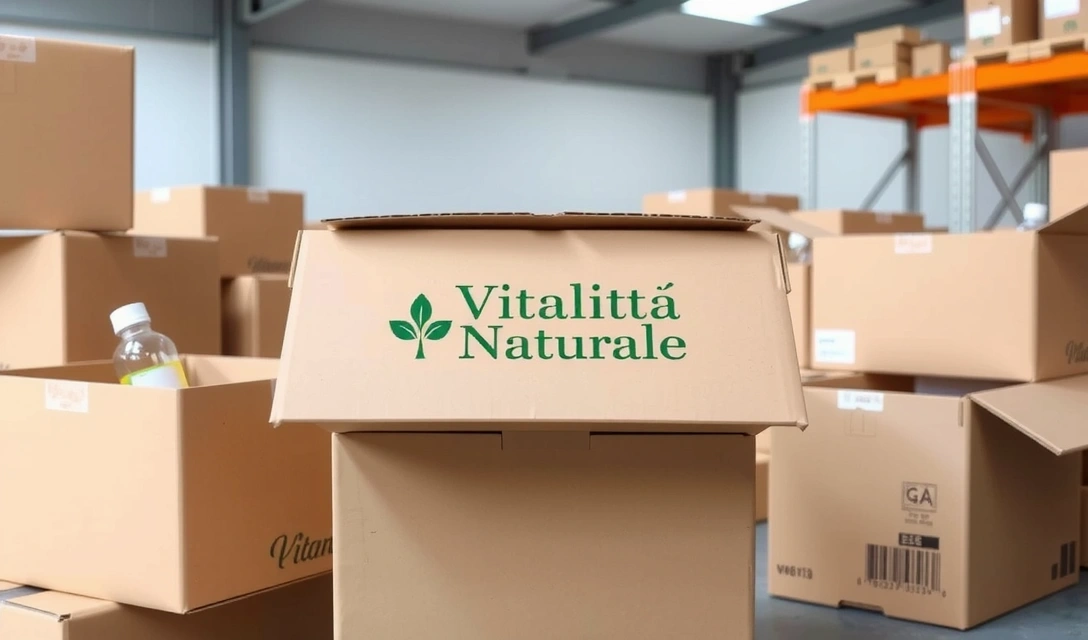Pacchi in consegna con logo Vitalità Naturale